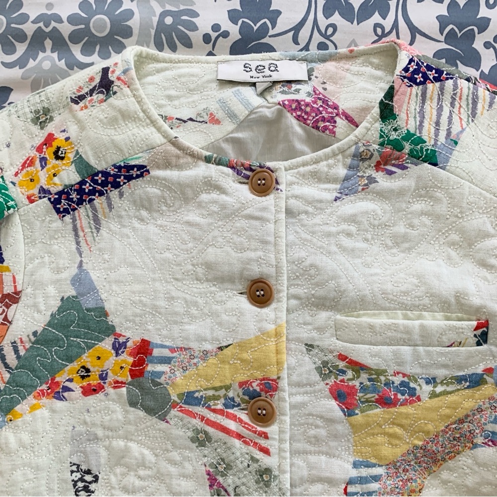 Sea New York Paloma Quilted Jacket (Sz 4) Patchwork Multicolor - Picture 12 of 14